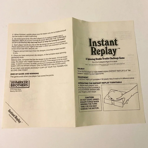 Vintage 1987 Instant Replay A Spinning Double Trouble Challenge Game Parker Bros - Picture 13 of 15